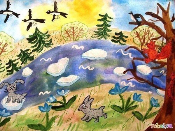 Рисование весенний лес