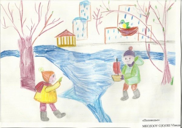 Рисование с детьми Весна в городе