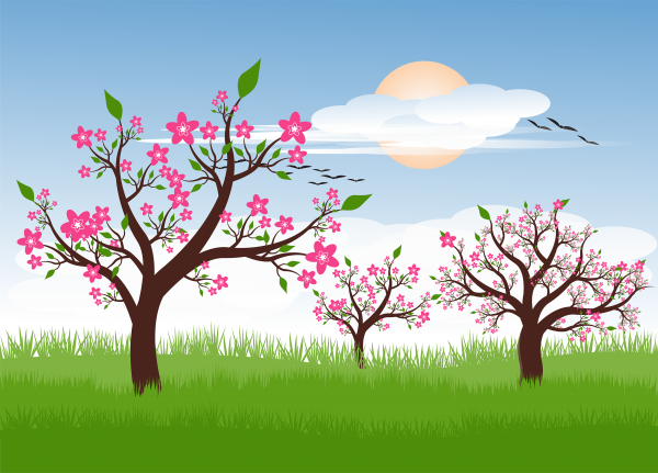 Фон весеннего пейзажа для детей