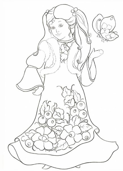 Девочка осень раскраска