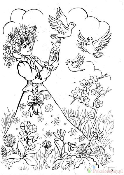 Раскраска девушка осень