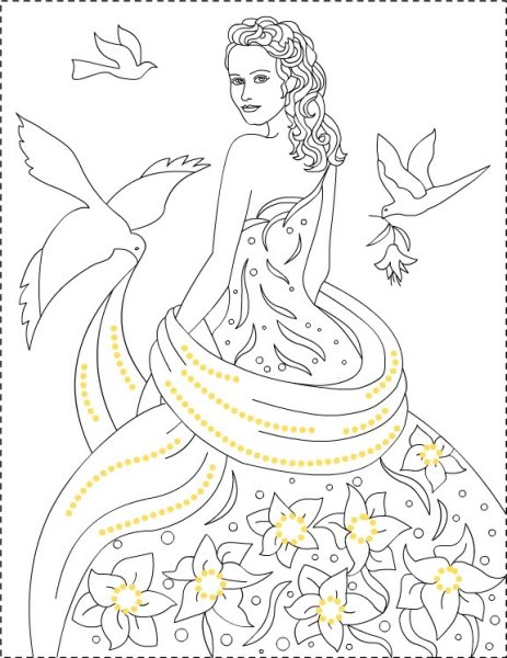 Раскраска девушка осень