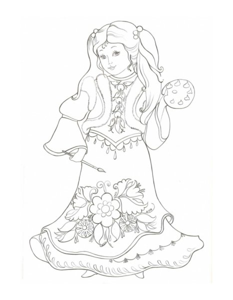Раскраска девочка с цветами на голове