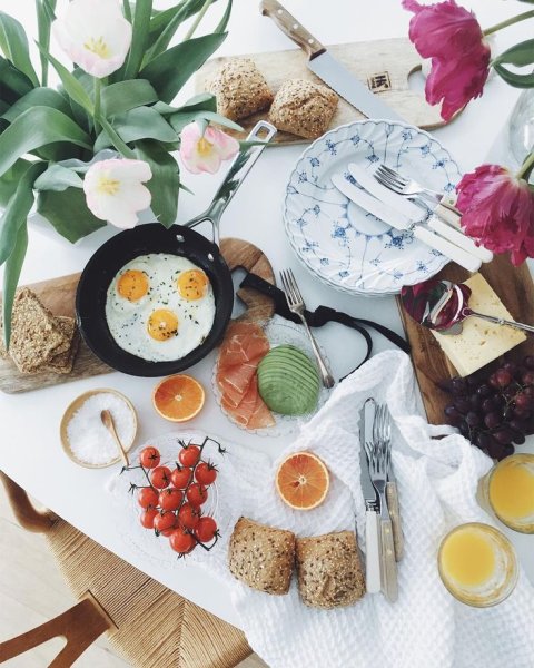 Красивый весенний завтрак