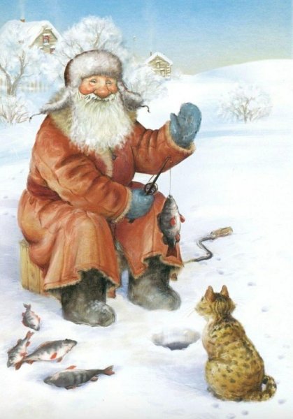 Зимняя рыбалка иллюстрация