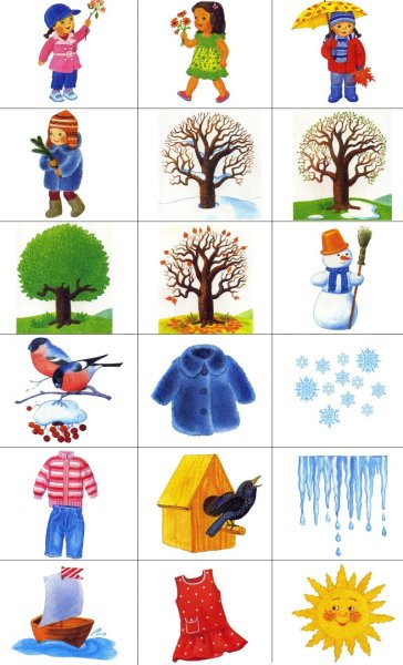 Карточки с изображением времени года