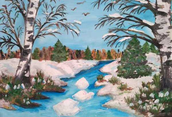 Рисование весеннего пейзажа