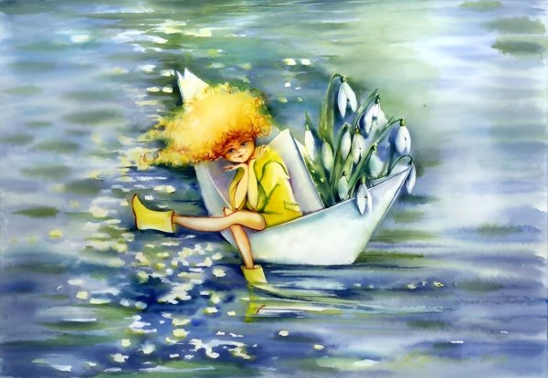 Бумажный кораблик весной