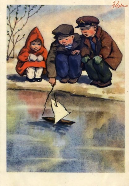 Весенний пейзаж мультяшный