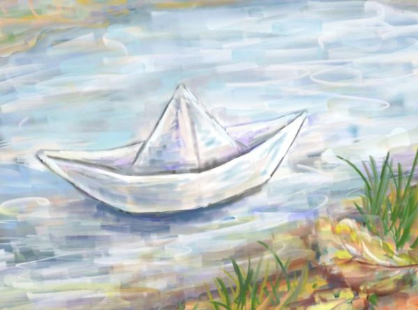 Бумажный кораблик сбоку