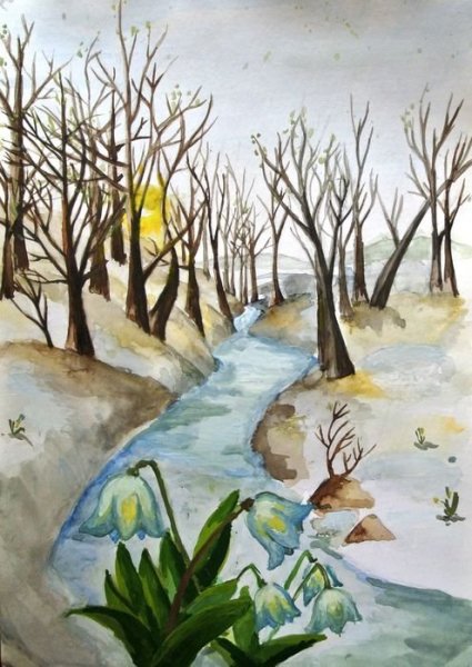 Пейзаж ранней весны для детей