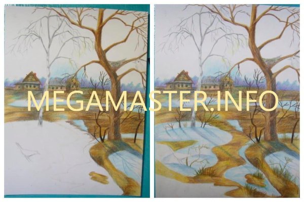 Рисование весеннего пейзажа карандашом