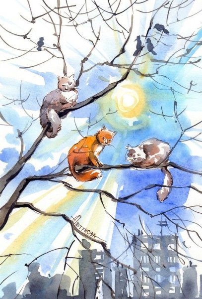 Весенний пейзаж с животными