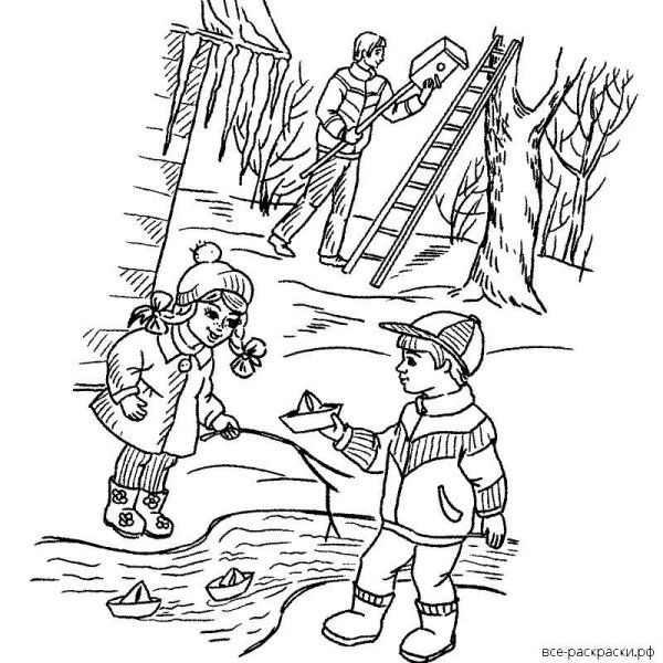 Раскраска. Весна