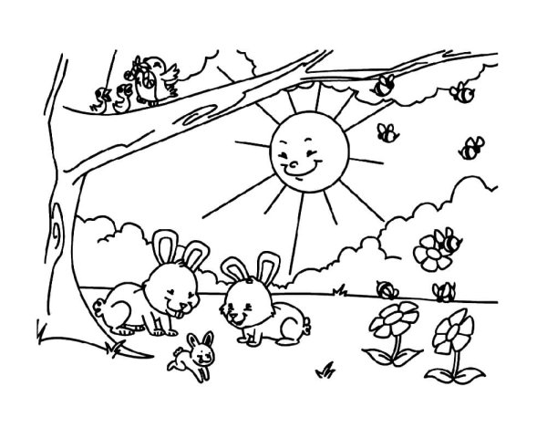 Раскраски Весна для детей 4-5 лет