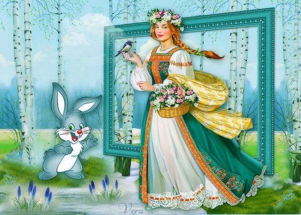 Рисование девушка Весна
