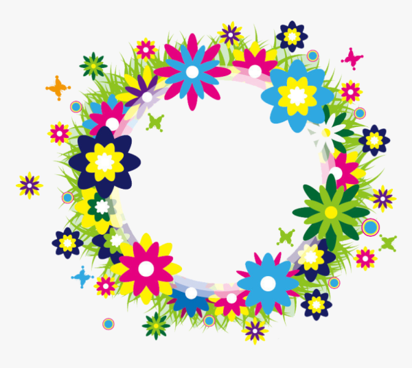 Круглая фоторамка с цветами