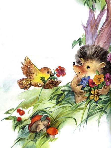 Ежик просыпается весной