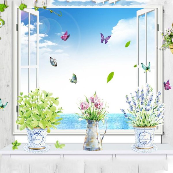 Наклейки на окна цветы