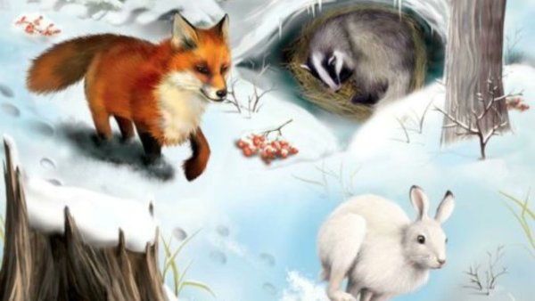 Картина зайцы на Поляне