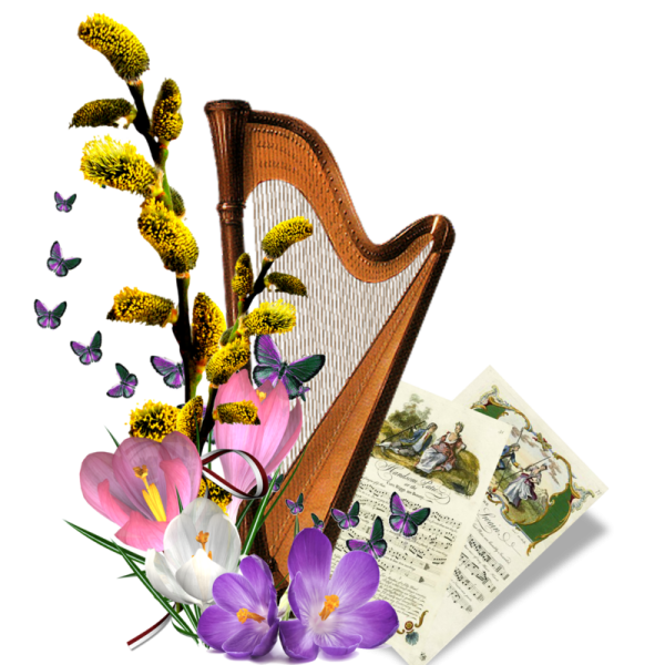 Открытки с нотами и цветами