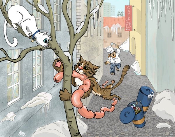 Утро Весна коты