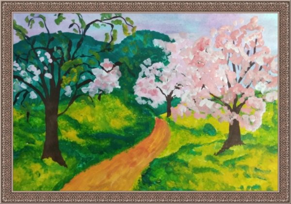 Правополушарное рисование Цветущая яблоня