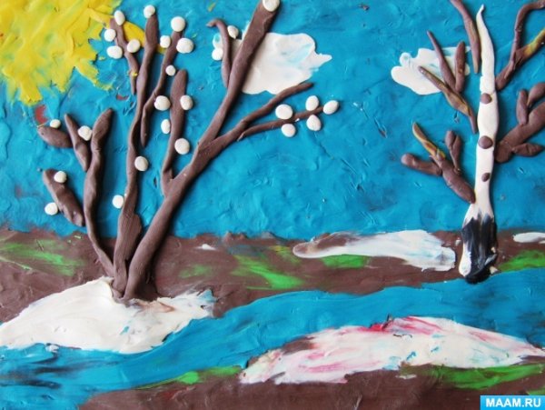 Пластилиновая живопись Весна