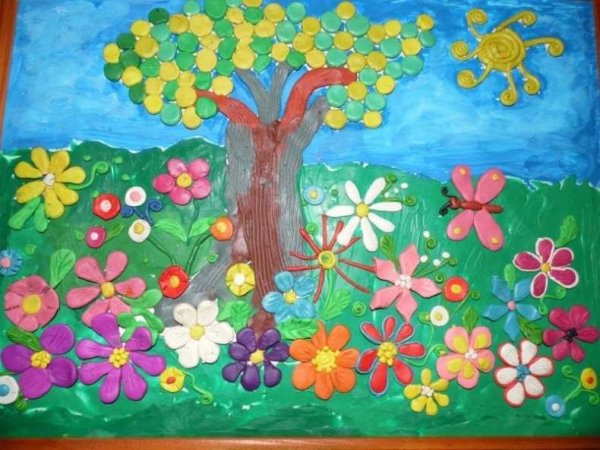 Пластилинография Цветочная Поляна средняя группа