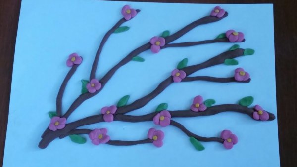 Весенняя аппликация из пластилина