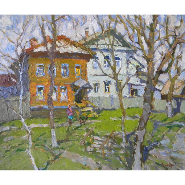 Весенний пейзаж двора