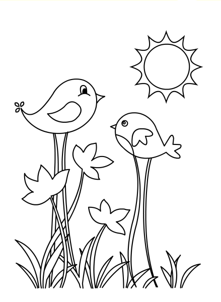 Весенний пейзаж раскраска