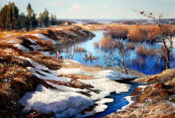 Художник Владимир Жданов Весна в деревне