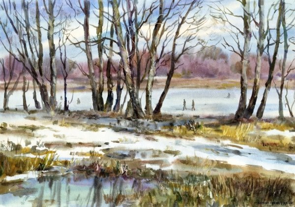 Пейзаж акварелью