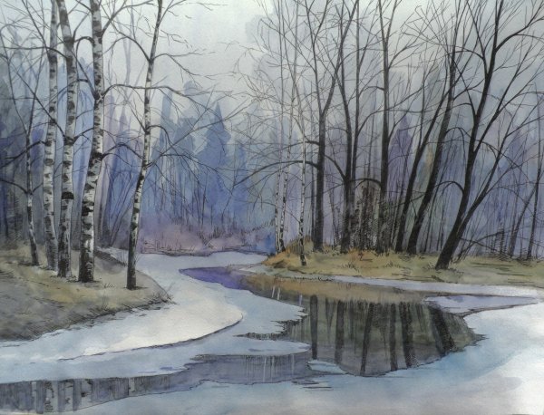 Весенний пейзаж по сырому