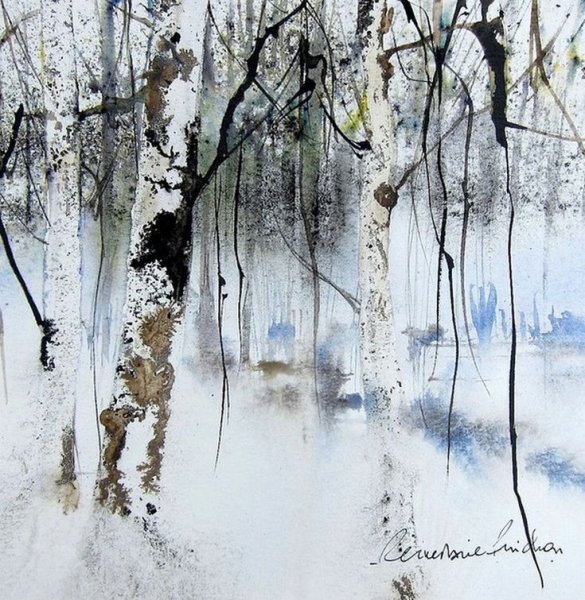 Ветка вербы акварель