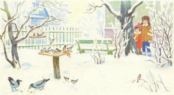 Поможем птицам зимой рисунок