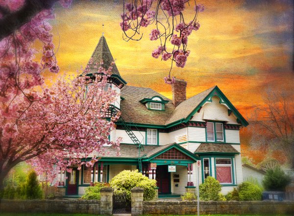 Вышивка летний домик