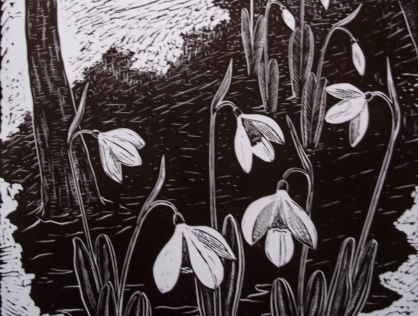 Граттаж подснежники