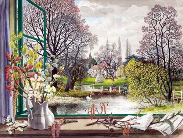 Векторный весенний пейзаж