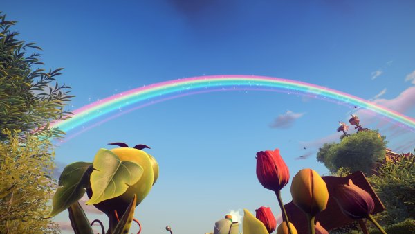 Красивый пейзаж с радугой