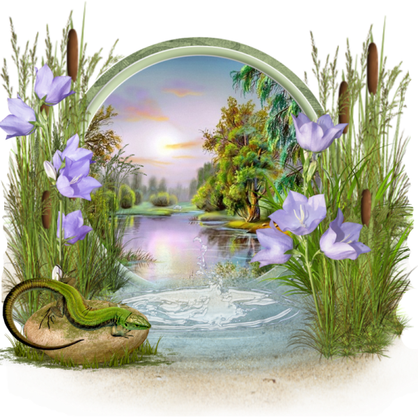 Пейзаж Весна на прозрачном фоне