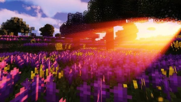 Закат в лесу в МАЙНКРАФТЕ