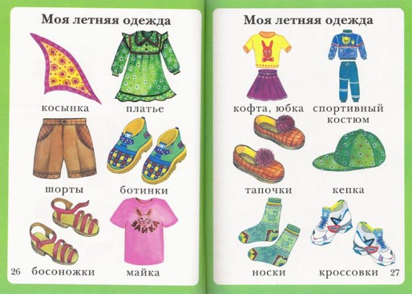 Летняя одежда карточки для детей