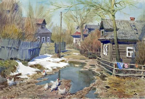 Художник Владимир Жданов Весна в Печорах