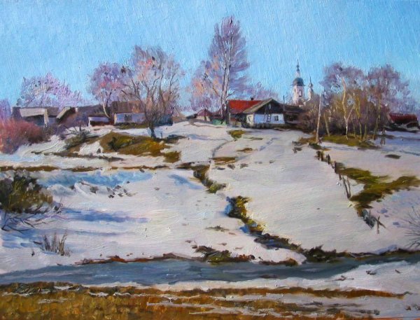 Деревня живопись Дмитрий Левин