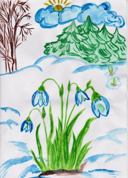 Рисунок на тему Весна карандашом