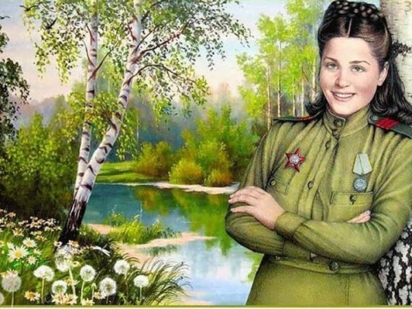 Цветущая яблоня и Георгиевская лента