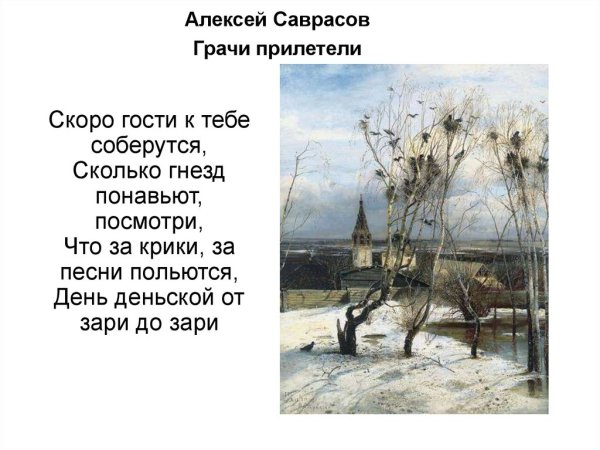 Саврасов Грачи прилетели картина