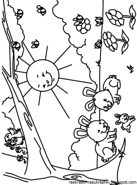 Весенний пейзаж раскраска